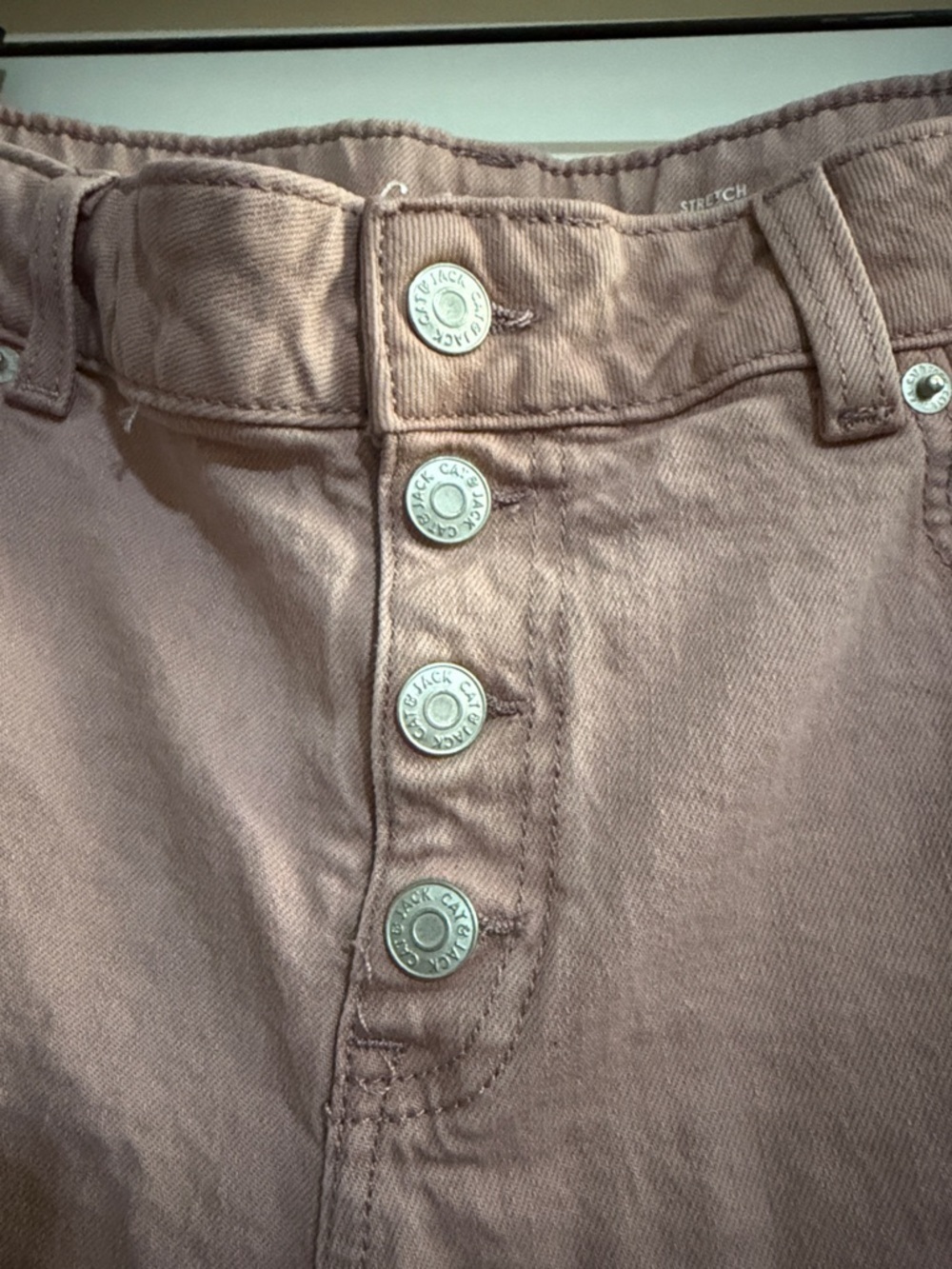 Cat & Jack Dusty Pink Button-Front Flare Jeans - Picture 3 of 9